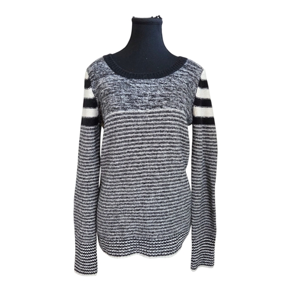 Sam Edelman Black and White Striped Wool Blend Sweater  Size Med - Picture 1 of 4